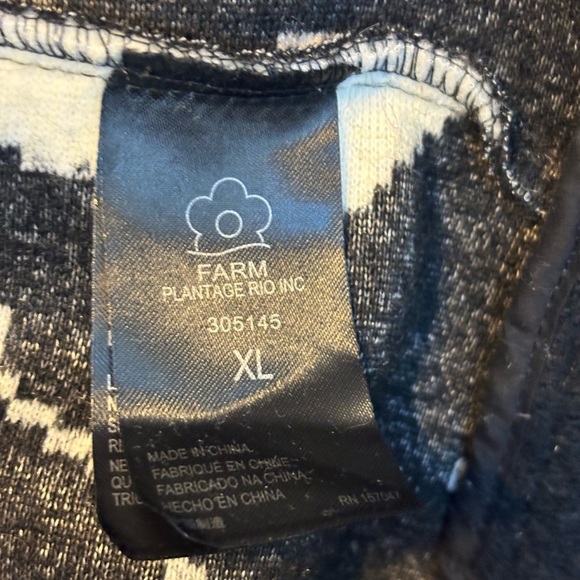 Farm Rio Smiley Black White Belted Long Cardigan - Teddy Texture - Size XL - Picture 5 of 7